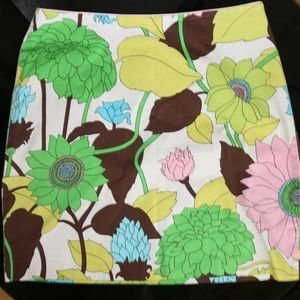 itw by Claude 12 Pink, Green & Brown Bold Floral Pencil Mini Skirt